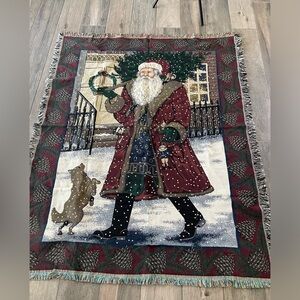 Festive Santa Holiday Tapestry Blanket